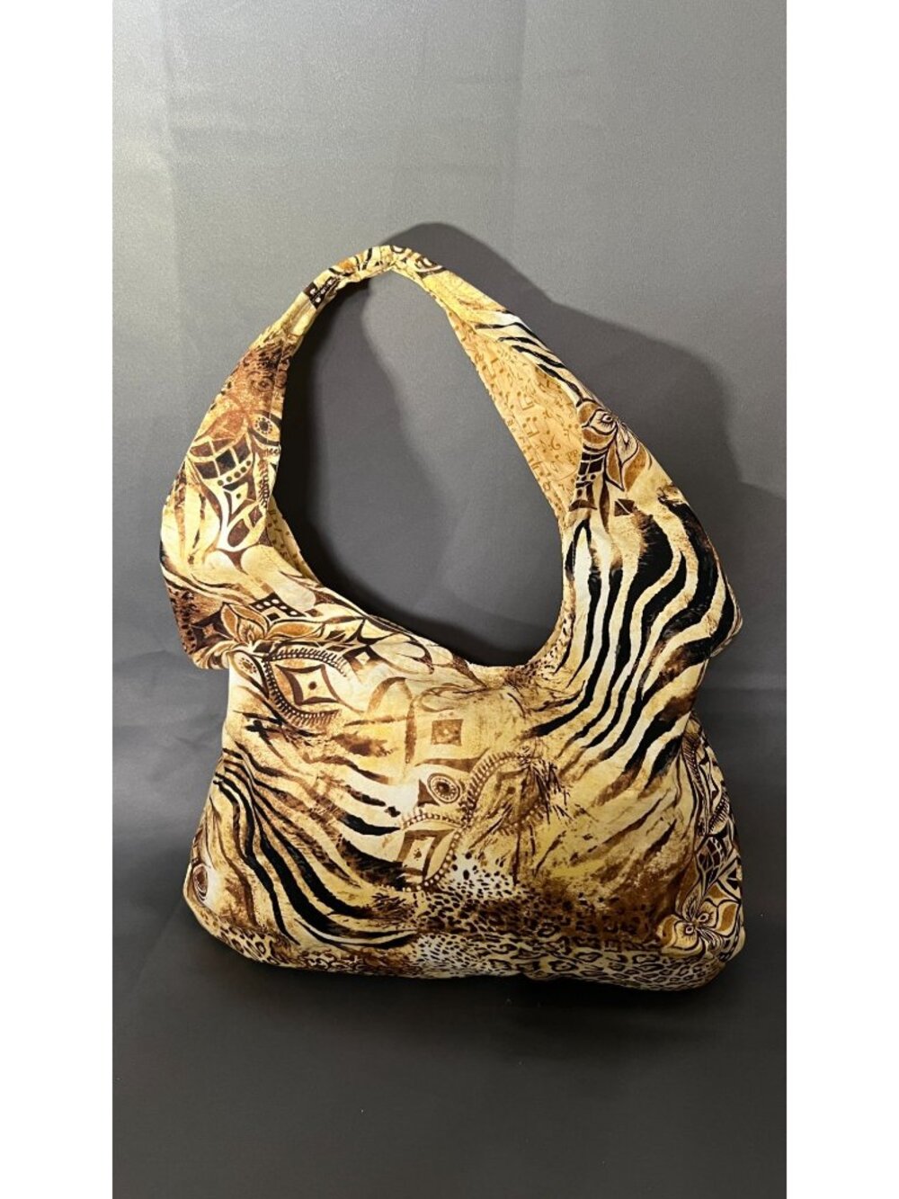 Animal Print Shoulder Bag With Music Note Lining & Patch Pocket Handmade Boho Ch - Picture 2 of 4